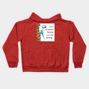 Macaw parrot "Love is an inspiration that allows us to create new things." Kids Hoodie